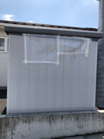 物置壁張り替え